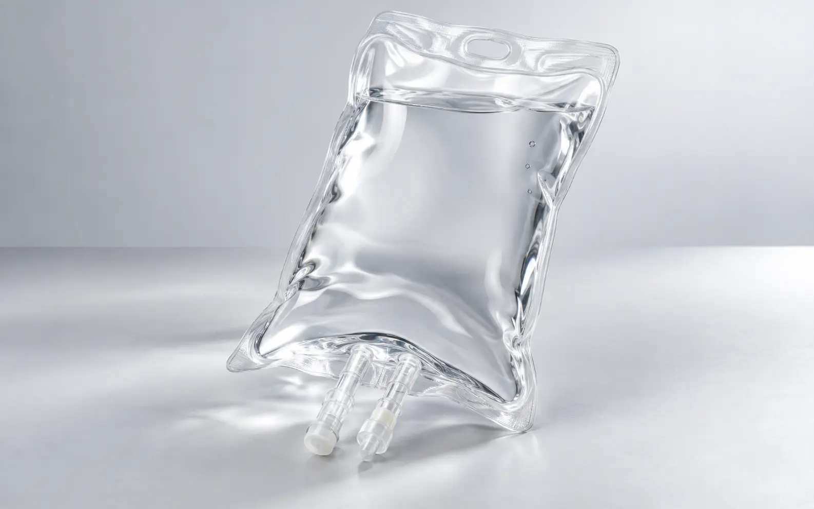 무표기 투명 IV Solution Bag 의료용 패키징 예시